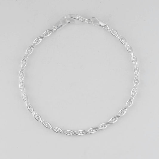 PULSERA RIGIDA TRENZADA BOLITAS 3MM-18CM