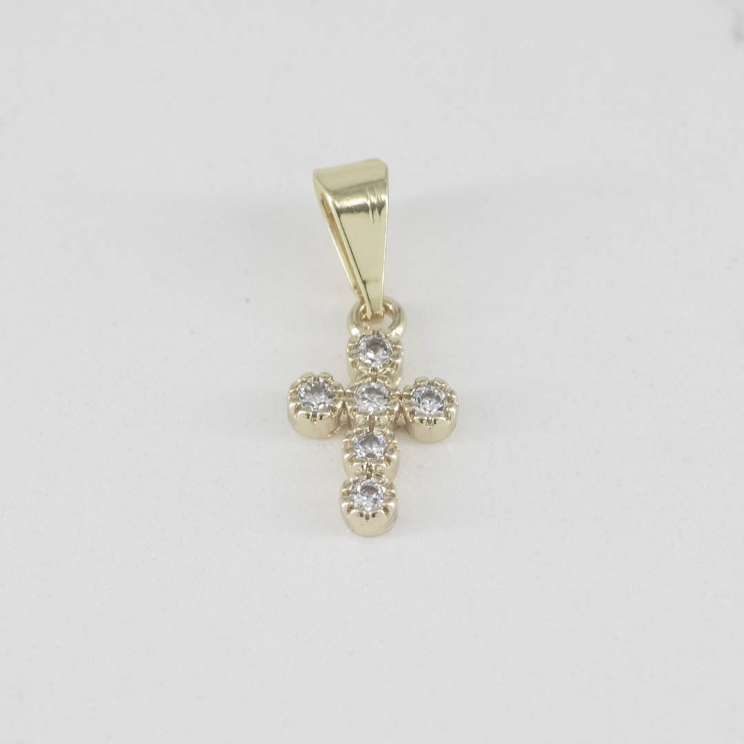 DIJE CRUZ CIRCONES REDONDOS PEQUEÑA