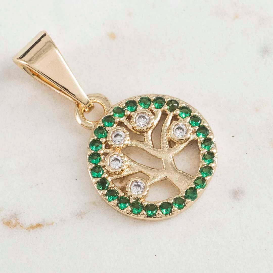 DIJE ARBOL DE LA VIDA CIRCONES ESMERALDA