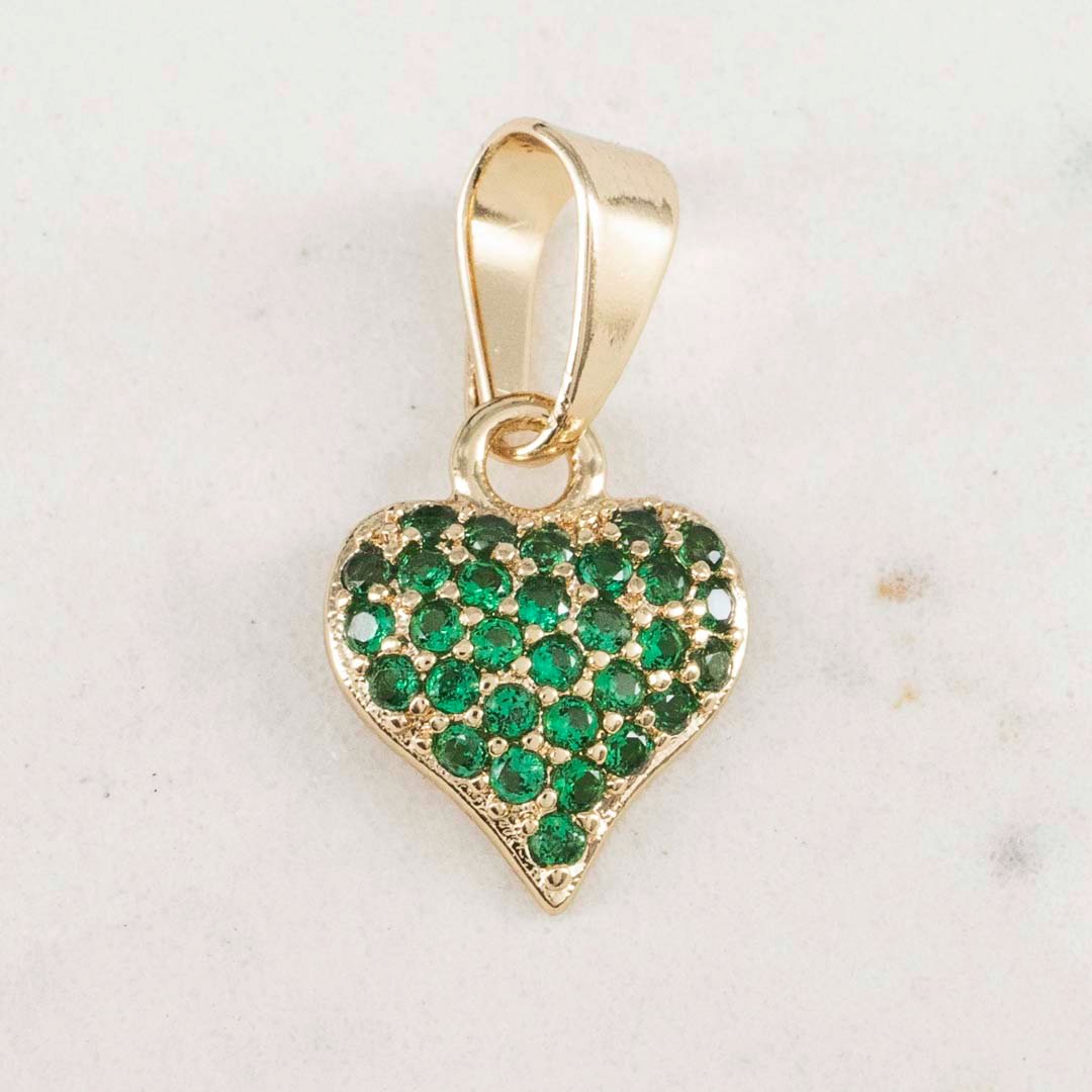 DIJE CORAZON CIRCONES ESMERALDA