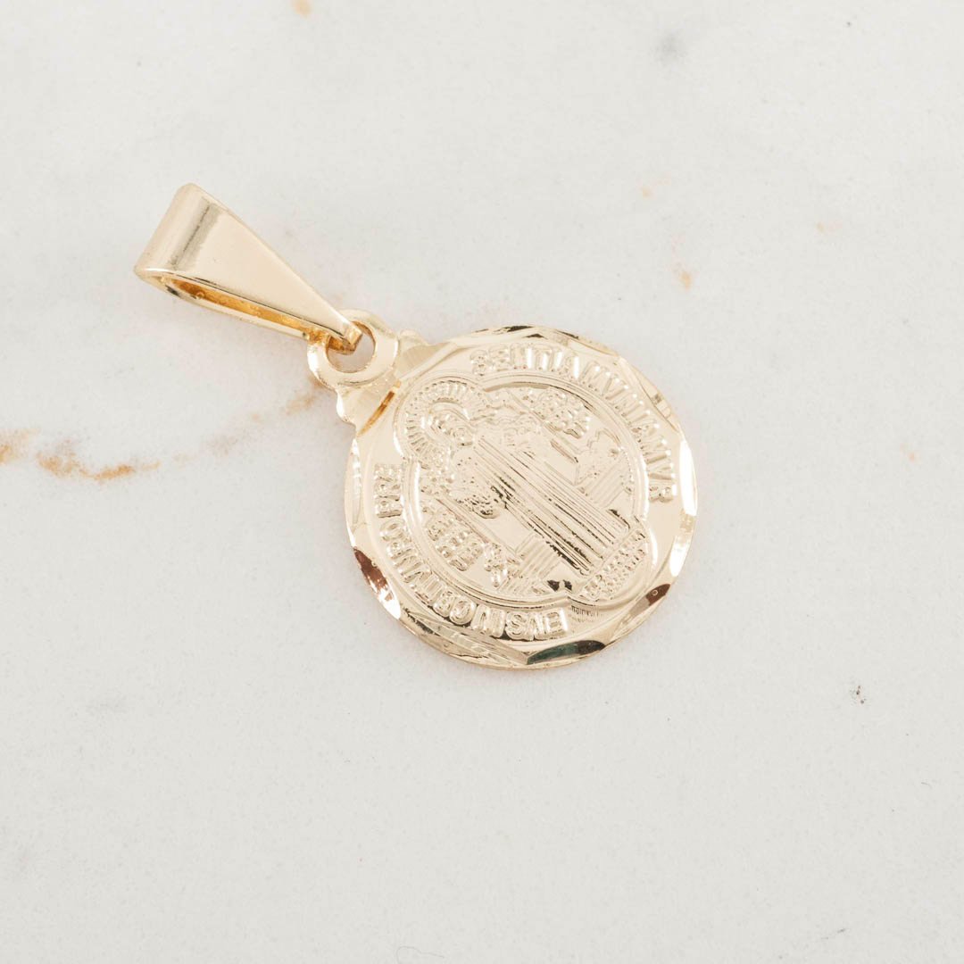 DIJE SAN BENITO DIAMANTADO PEQUEÑO 11mm