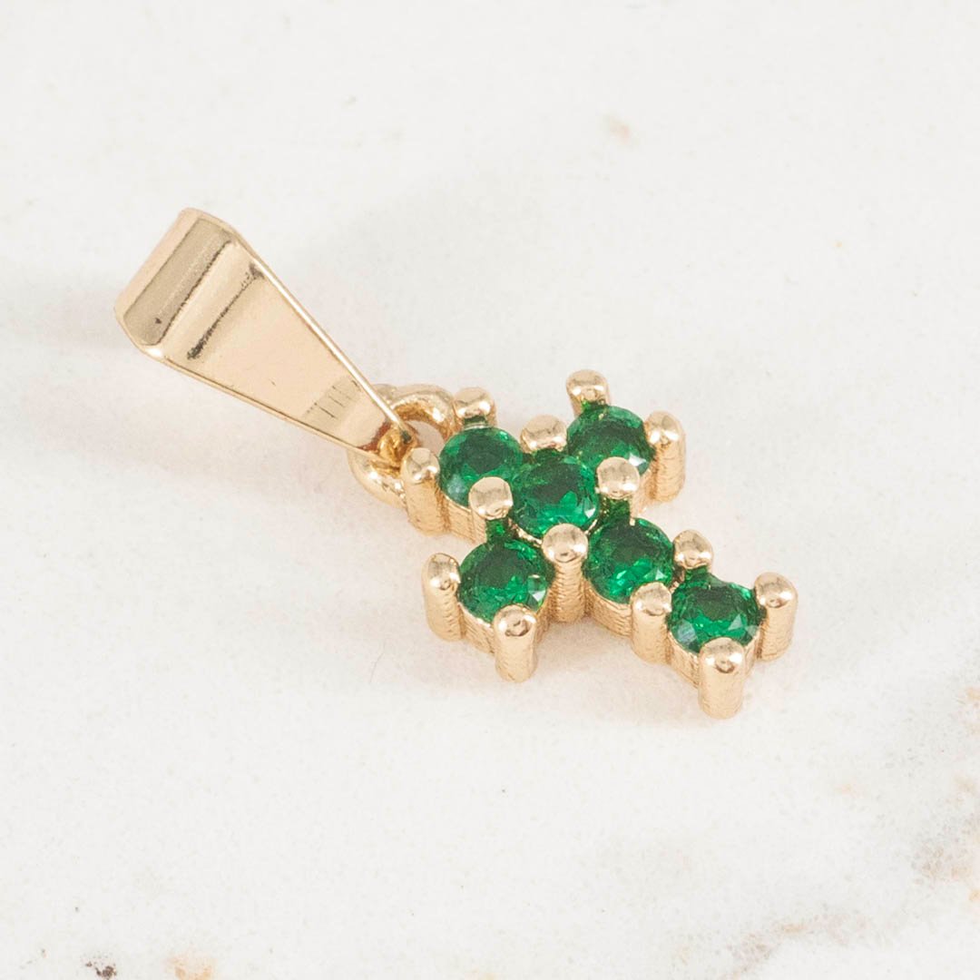 DIJE CRUZ ESMERALDA 6.5MM