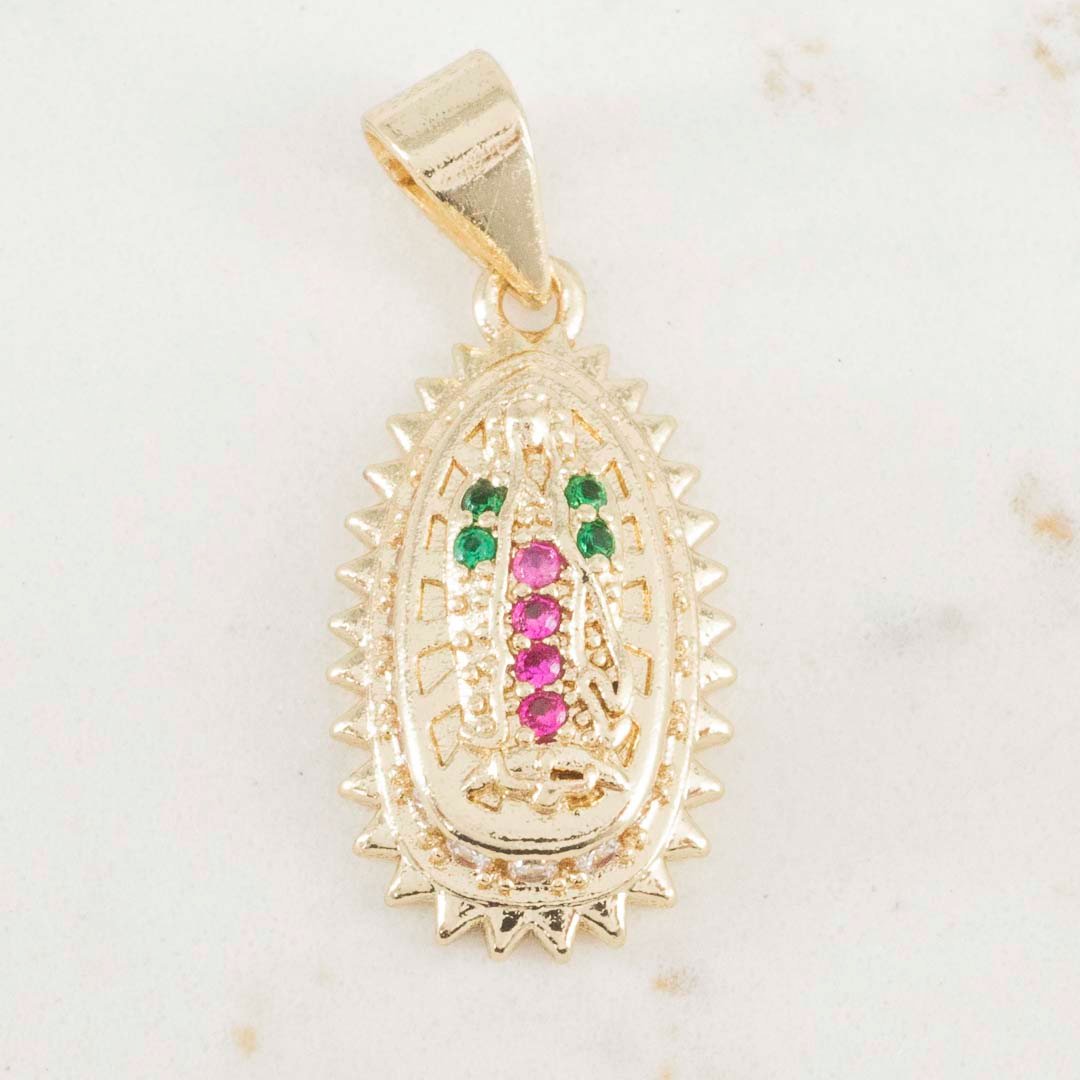 DIJE GUADALUPE CIRCONIAS COLORES 23mm x 9.5mm