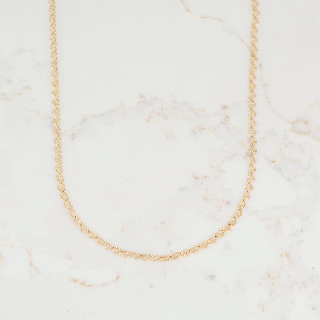 CADENA CORAZONES ENTRELAZADOS 2MM-45CM