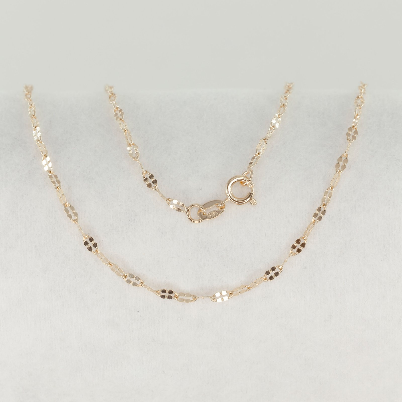 CADENA AROS DOBLES DIAMANTADOS CRUZADOS 2.5MM - 45CM