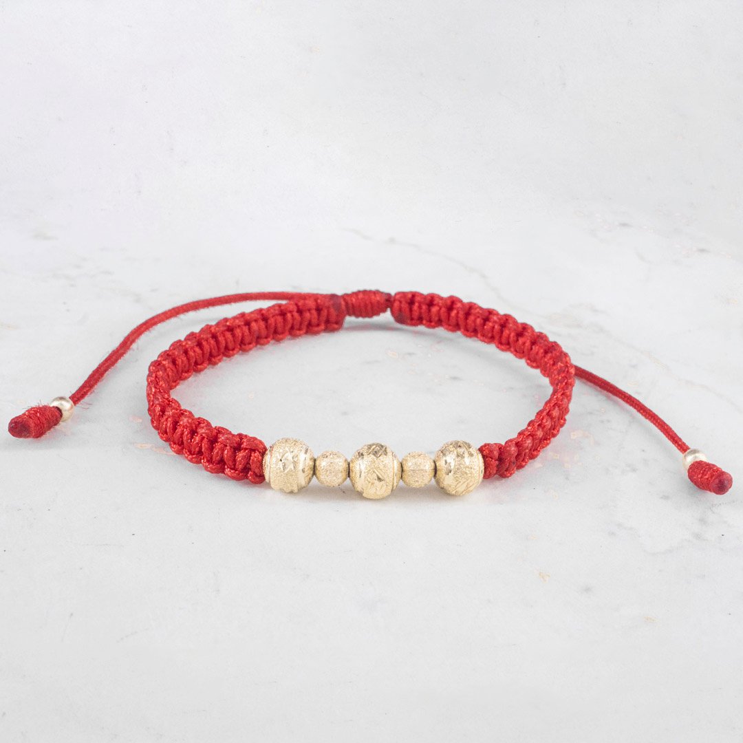 PULSERA TEJIDA 3 BALINES DIAMANTADOS 6MM