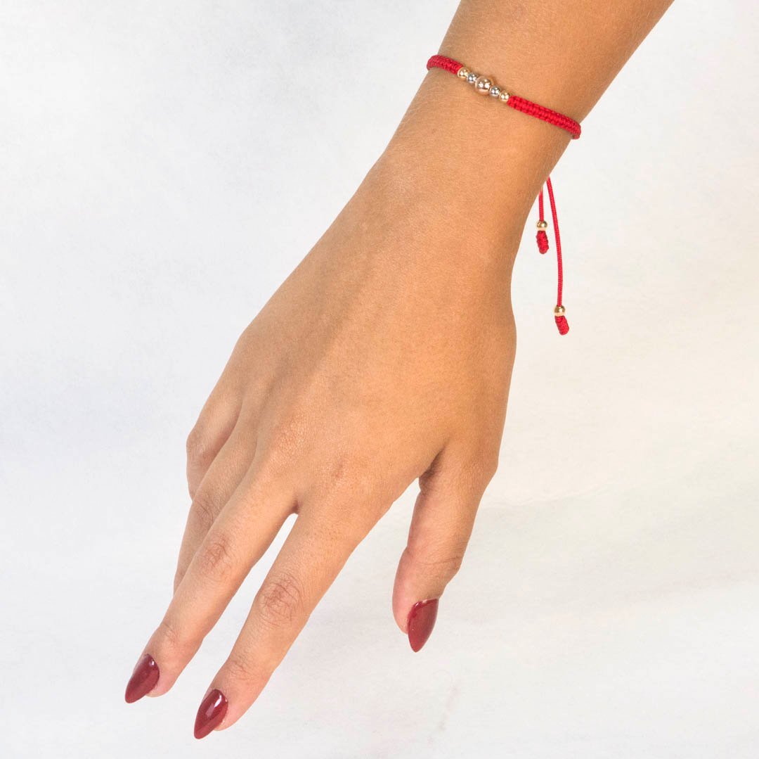 PULSERA TEJIDA 3OROS 4MM X 5MM 5BALIN