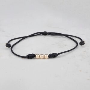 PULSERA TEJIDA LISA 3 BALINES 4MM
