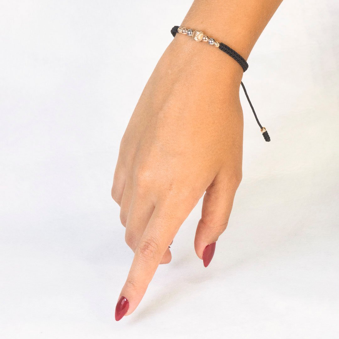 PULSERA TEJIDA 3 OROS 1 BALÍN FRANCÉS 8MM