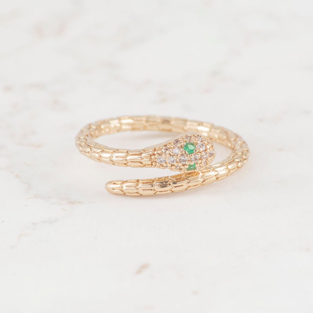 ANILLO SERPIENTE OJOS ESMERALDA
