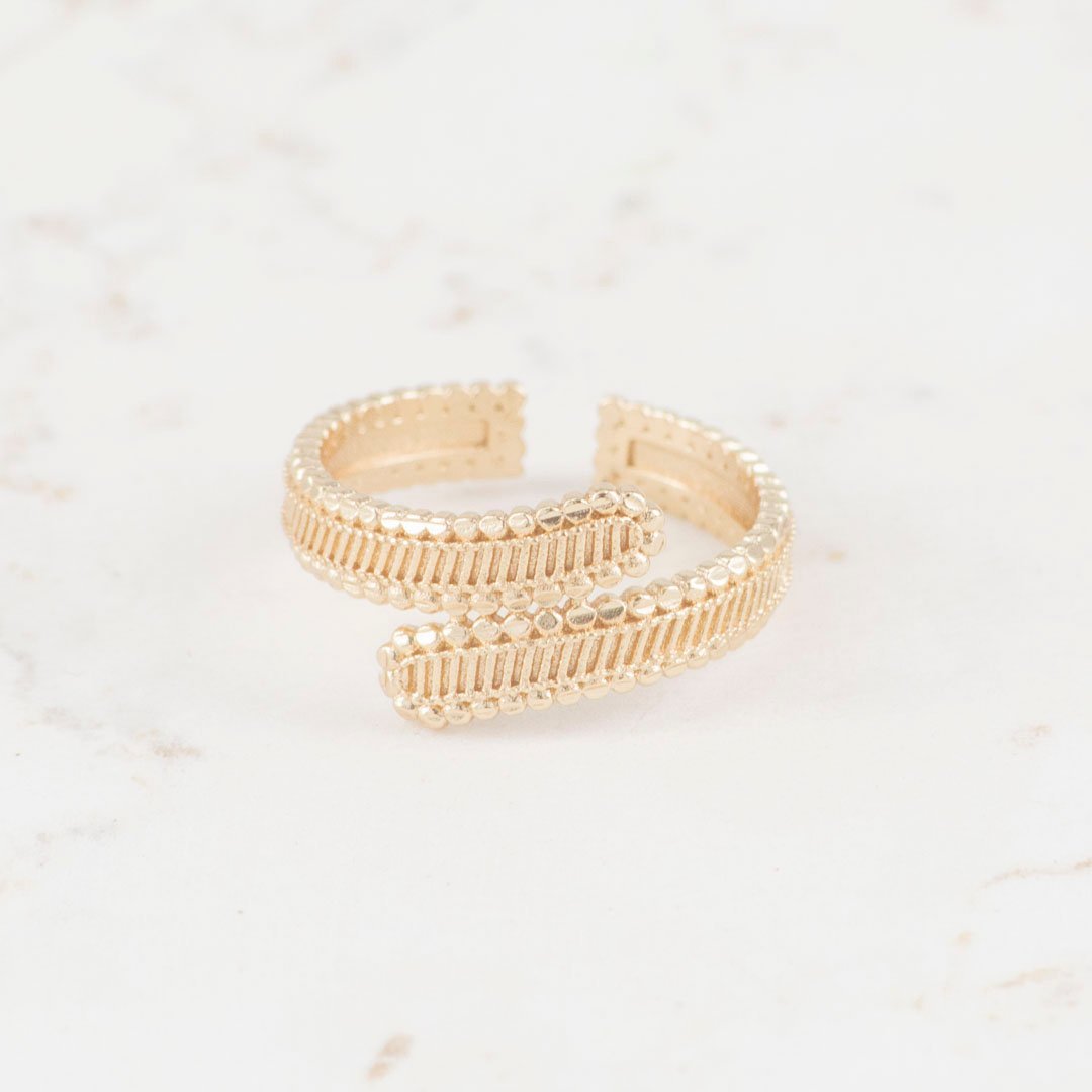 ANILLO DOBLE HOJA TEXTURIZADA