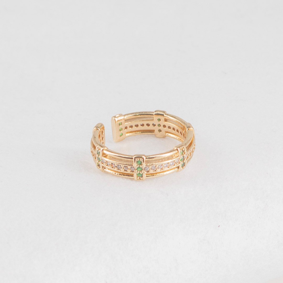 ANILLO VERONA 3 CARRILES CHISPAS ESMERALDA