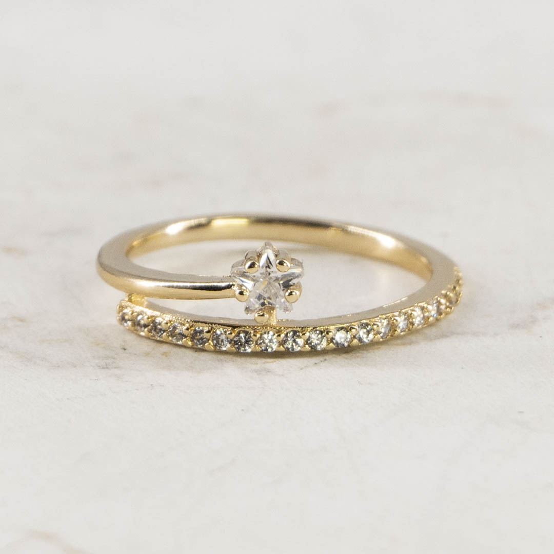 ANILLO CRUZADO CIRCON ENTRELLA CIRCONES