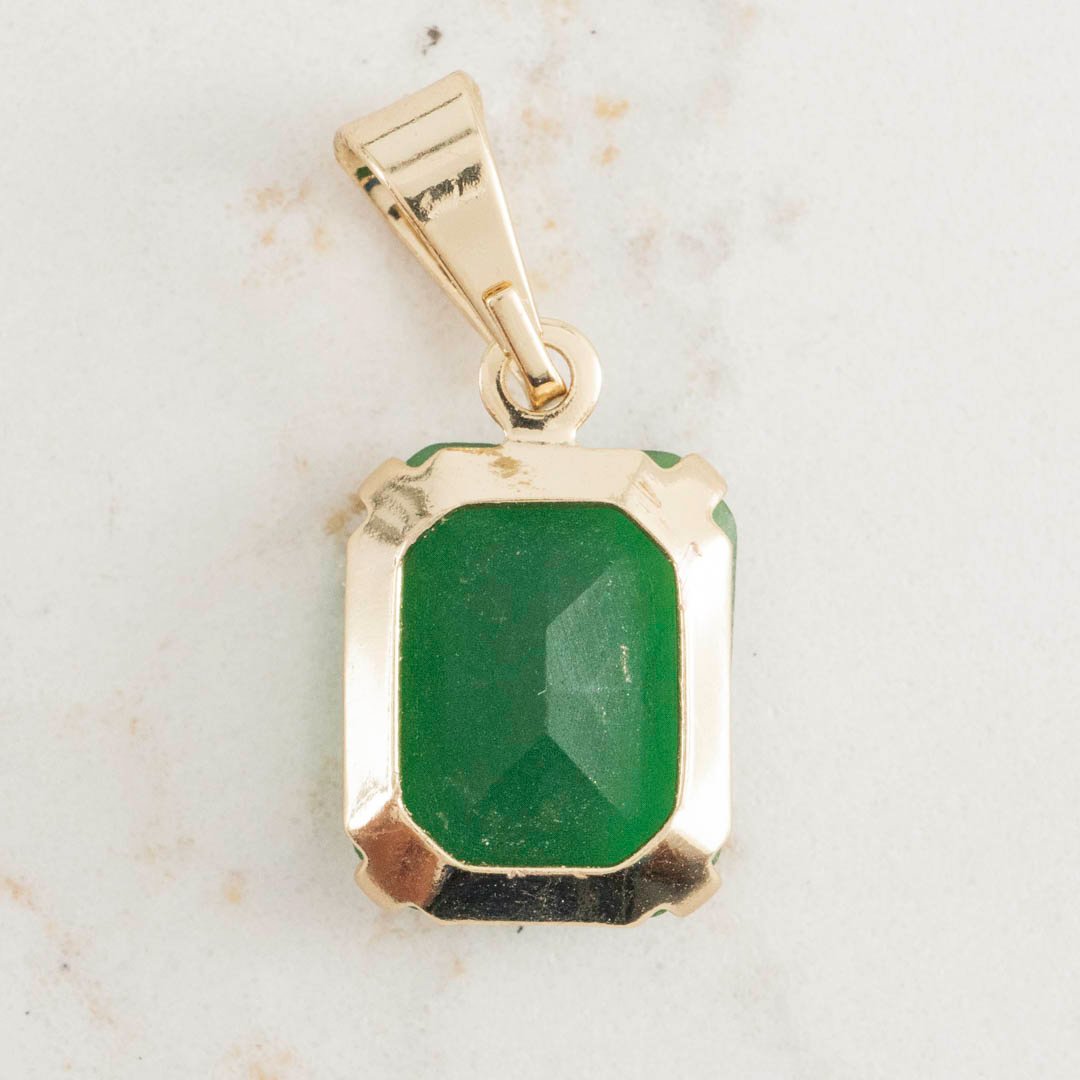 DIJE RECTANGULAR ESMERALDA 13mm x 8mm