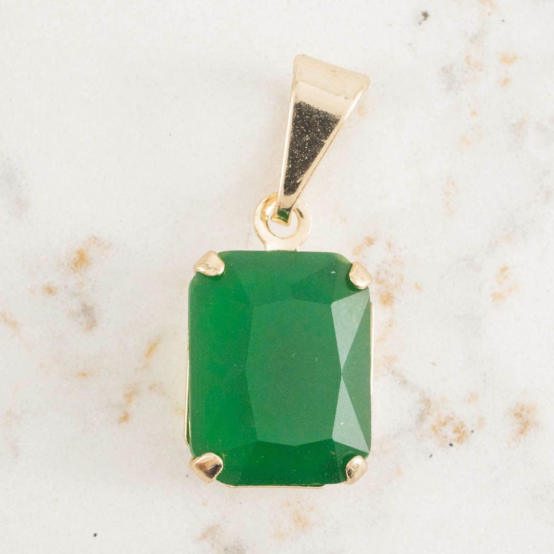 DIJE RECTANGULAR ESMERALDA 13mm x 8mm
