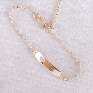 PULSERA CRISPETA PLACA CORAZON NIÑO 1.5mm - 14cm + EXT