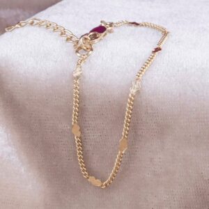 PULSERA NIÑO CUBANA CORAZÓN 1.5mm - 13cm + EXT