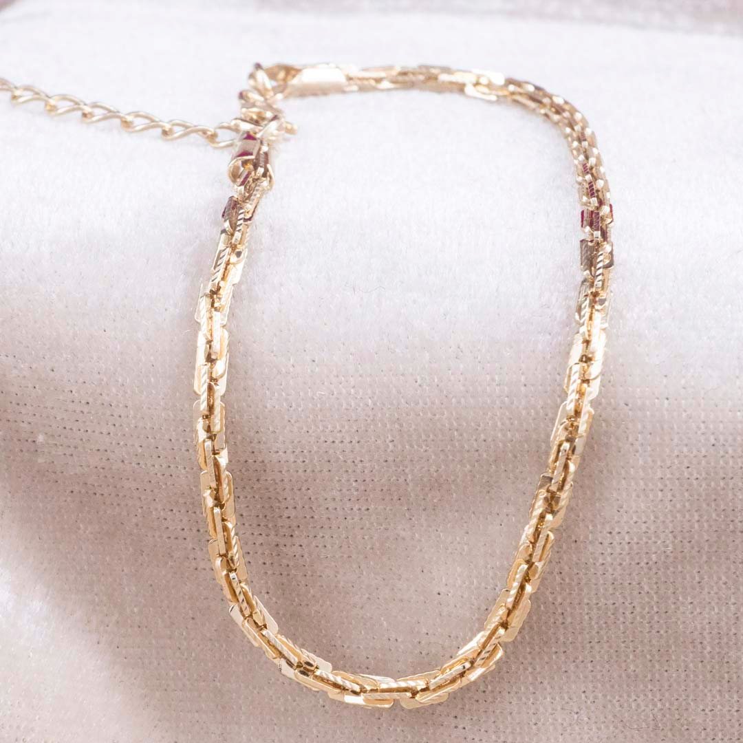 PULSERA RUSTICA DIAMANTADA 2mm - 17cm + EXT