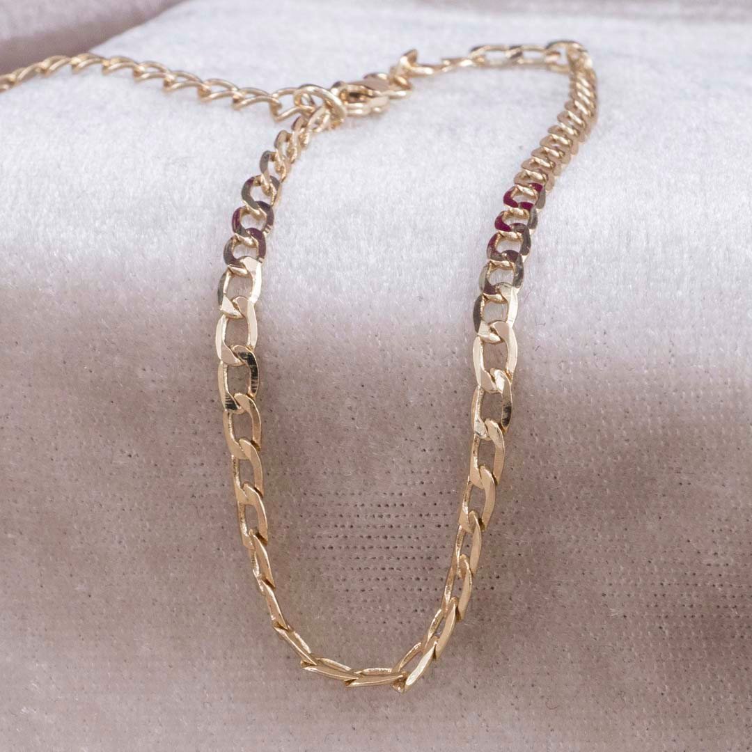 PULSERA CUBANA PLANA 3mm - 17cm + EXT