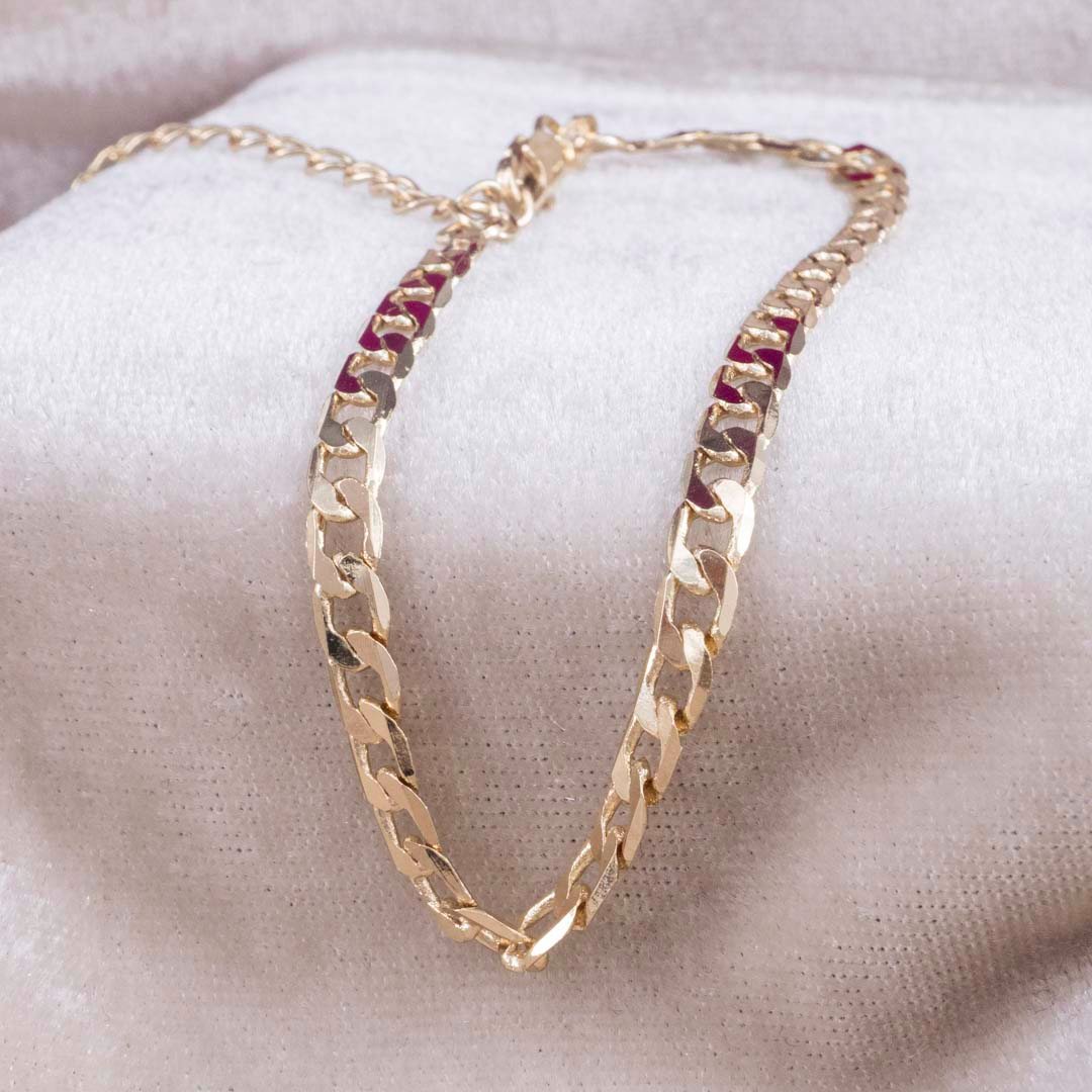PULSERA CUBANA PLANA 4mm - 17cm + EXT