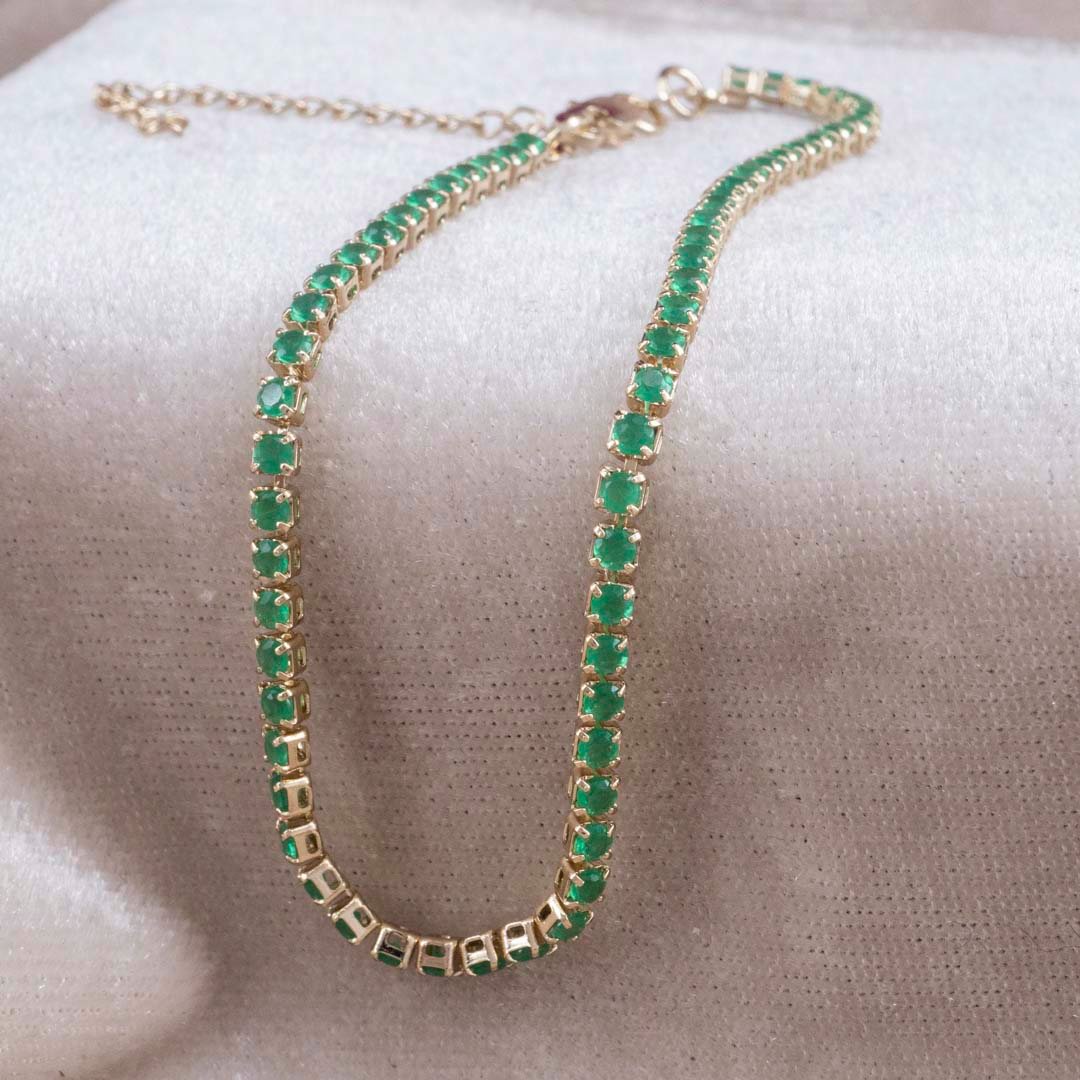 PULSERA TENNIS CIRCON VERDE 2mm - 18cm + EXT