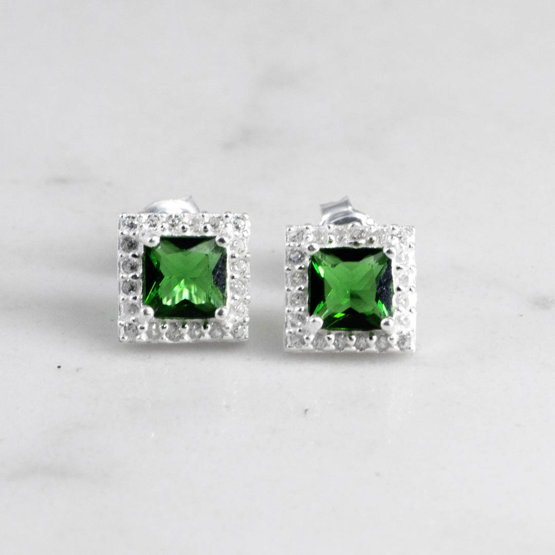 P34050 - TOPO CUADRADO CIRCONES CRISTAL ESMERALDA TOPO CUADRADO CIRCONES CRISTAL ESMERALDA