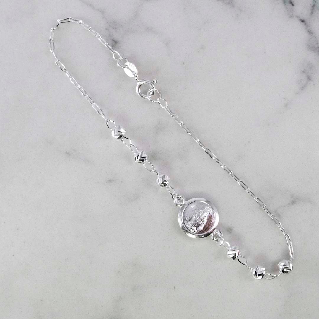 PULSERA MILAGROSA BALINES MARTILLADOS 4MM-19CM