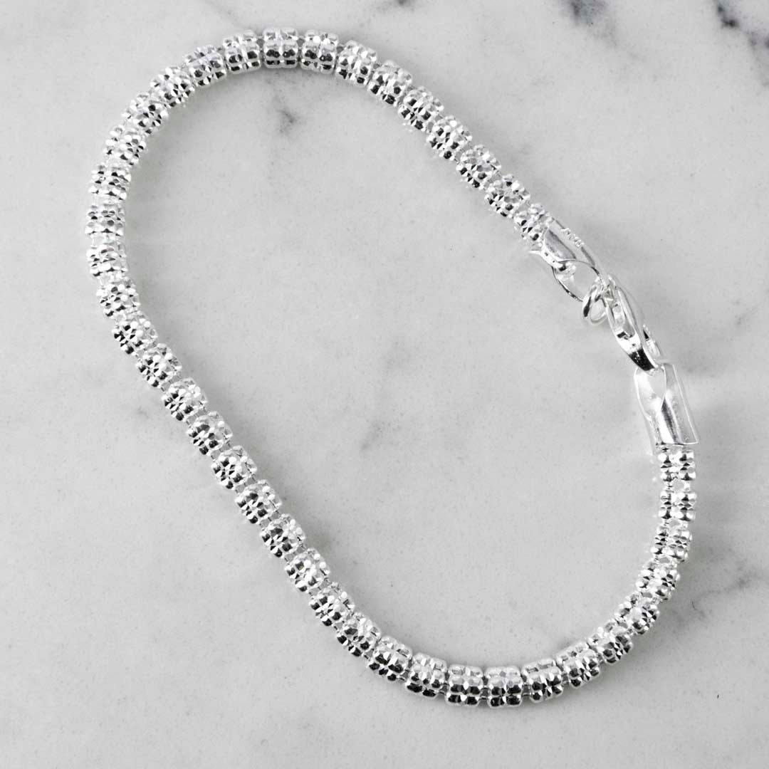 PULSERA TRIANGULAR BARRIL MARTILLADO 4MM-18CM