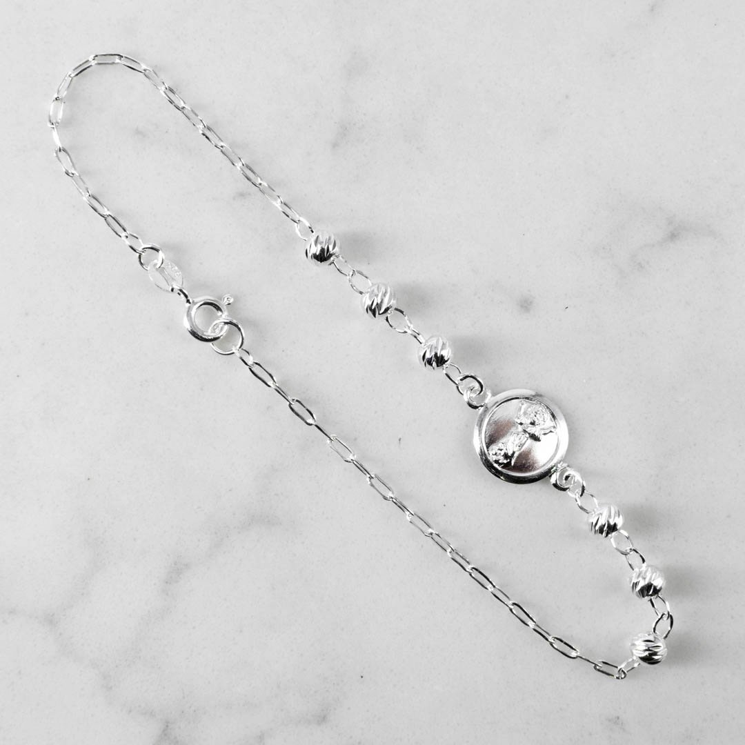 PULSERA DIVINO NIÑO BALINES MARTILLADOS 4MM-19CM