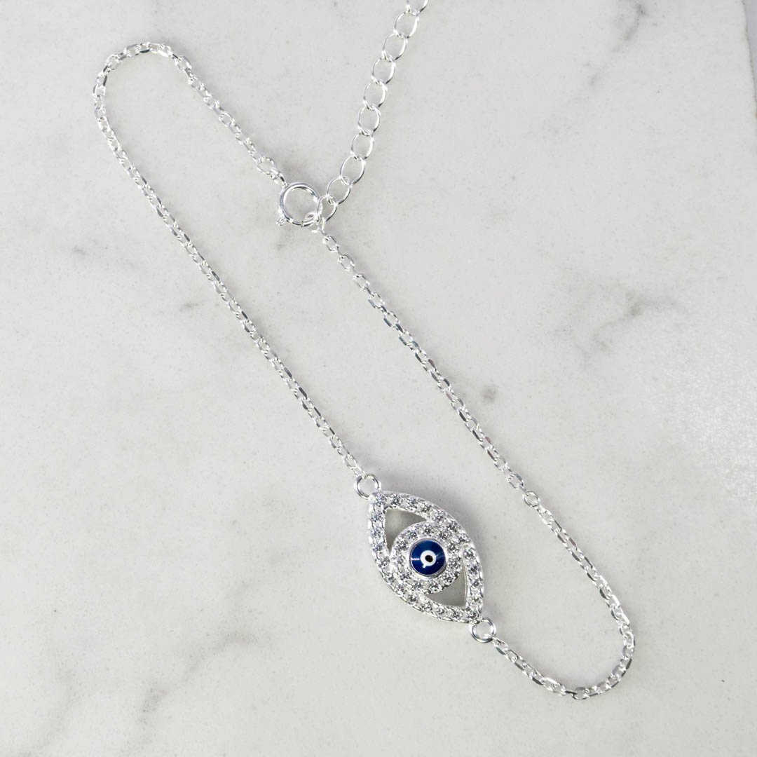 PULSERA OVALO CIRCONES OJO TURCO 19CM