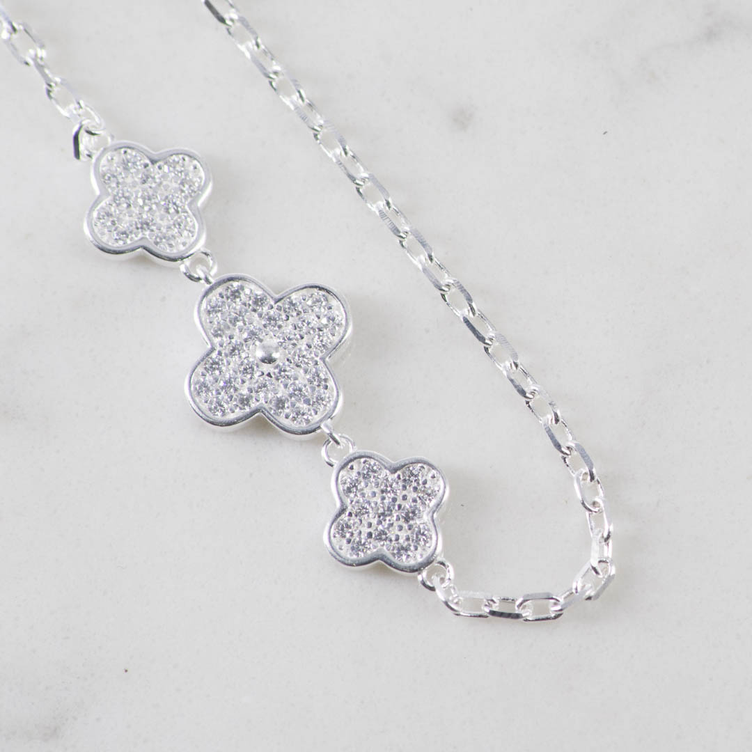 PULSERA 3 TREBOLES CIRCONES 17CM