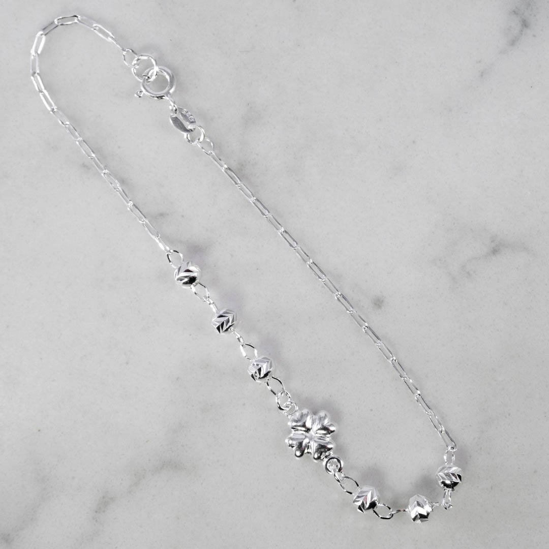 PULSERA TREBOL BALINES MARTILLADOS 4MM-19CM