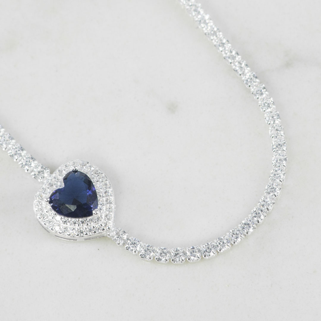 PULSERA TENNIS CORAZON TOPACIO 17CM