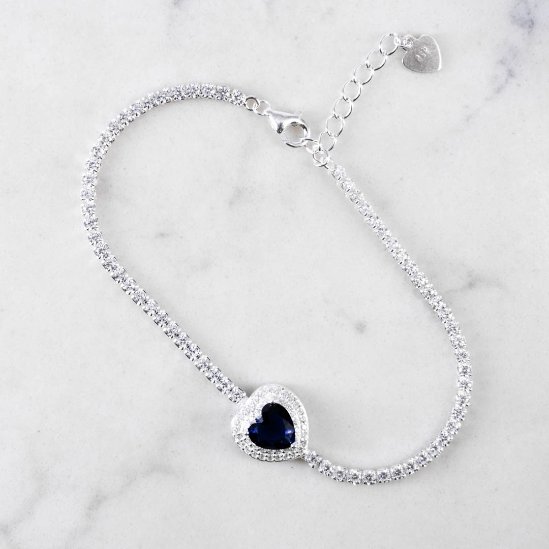 PULSERA TENNIS CORAZON TOPACIO 17CM
