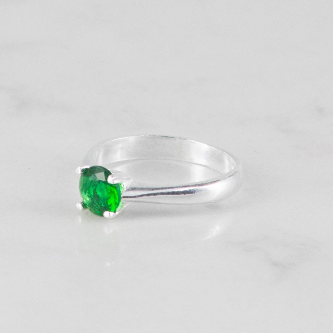 ANILLO SOLITARIO CIRCON VERDE
