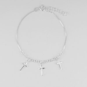 PULSERA VENECIANA CON AROS CRUCES COLGANTES 3MM