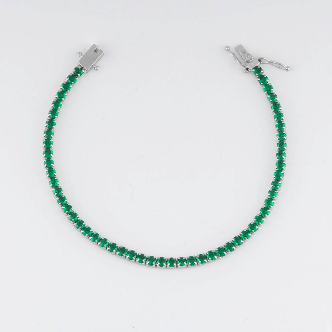 PULSERA TENNIS ESMERALDA 3MM BROCHE SEGURIDAD