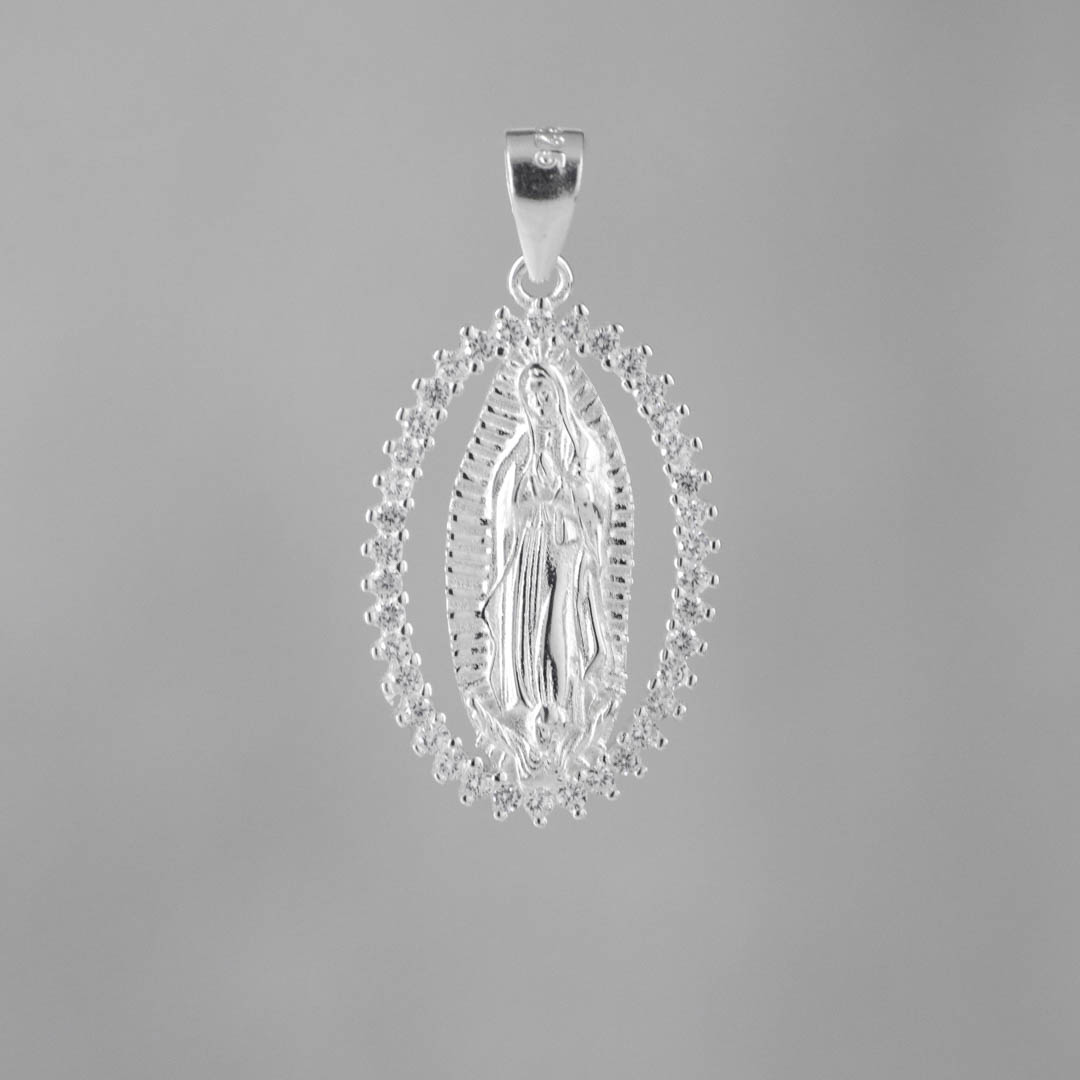 DIJE GUADALUPE OVALO BORDES CIRCONES GRANDE