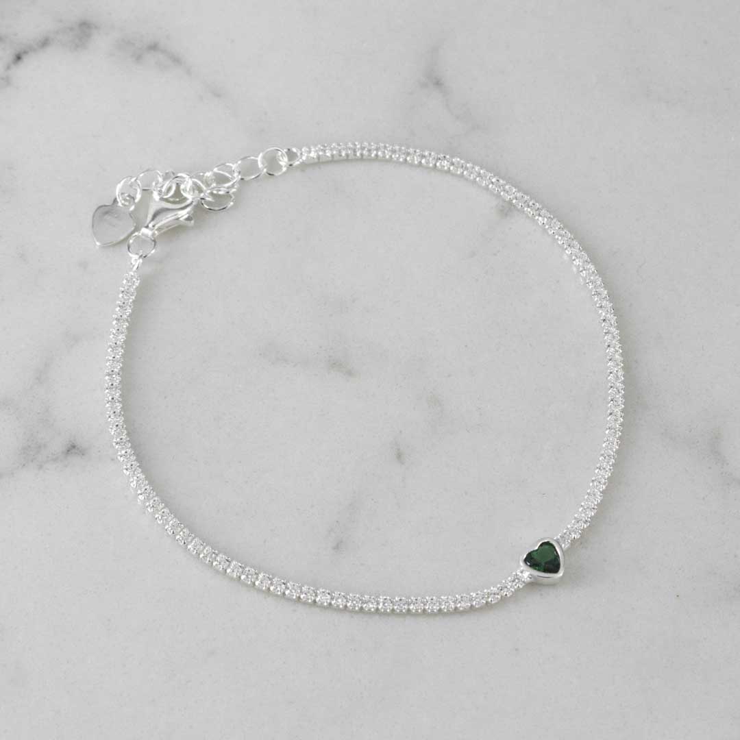 PULSERA TENNIS CIRCON CORAZON 2MM