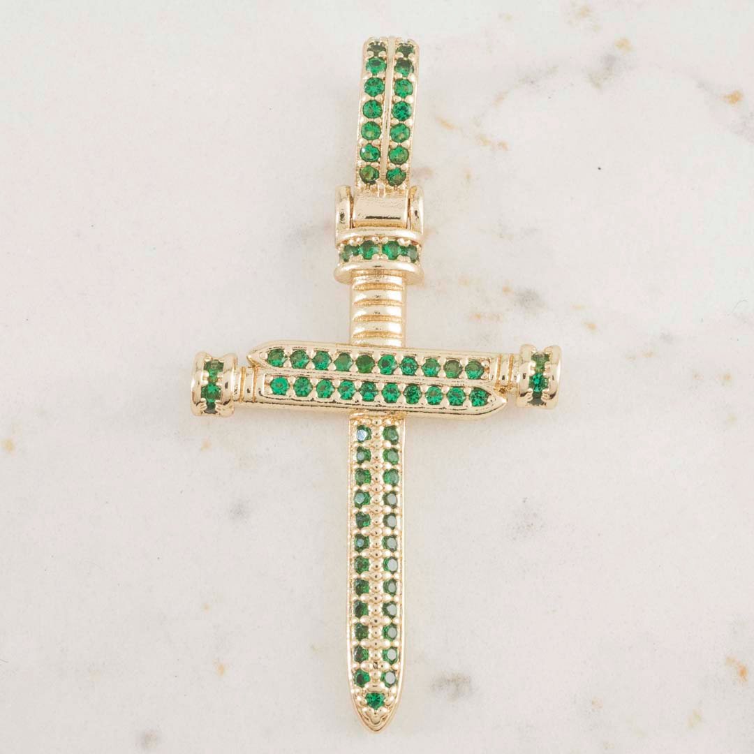 DIJE CRUZ CLAVOS CARTIER ESMERALDAS 28.5mm x 19mm